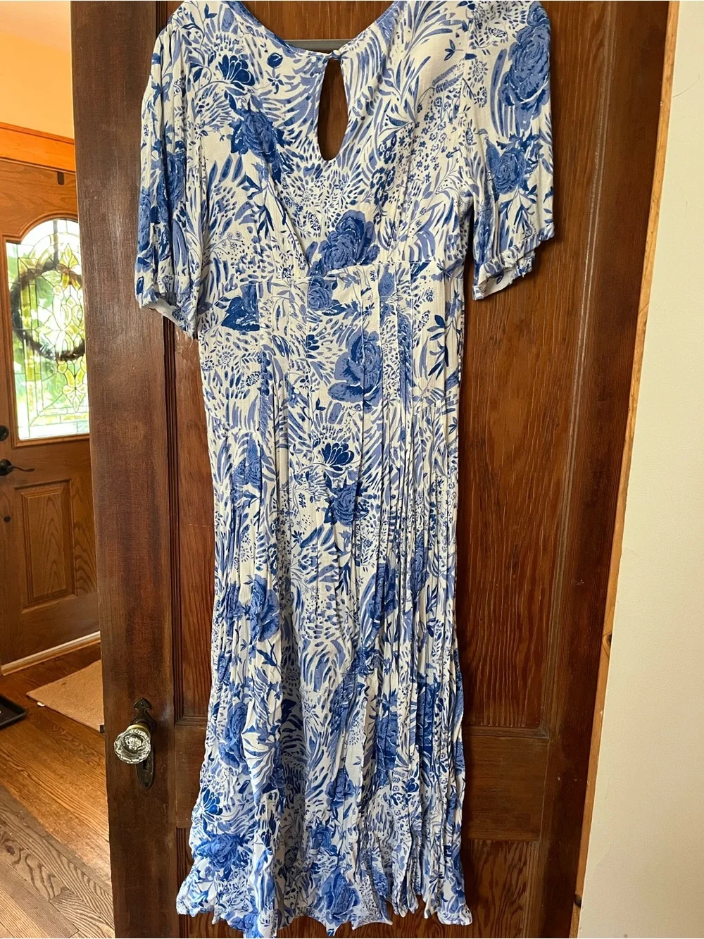 Free People Always Blue & White Floral Midi Dress